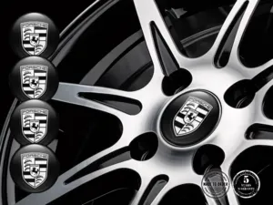 Porsche Wheel Sticker Style Luxury Domed Logos
